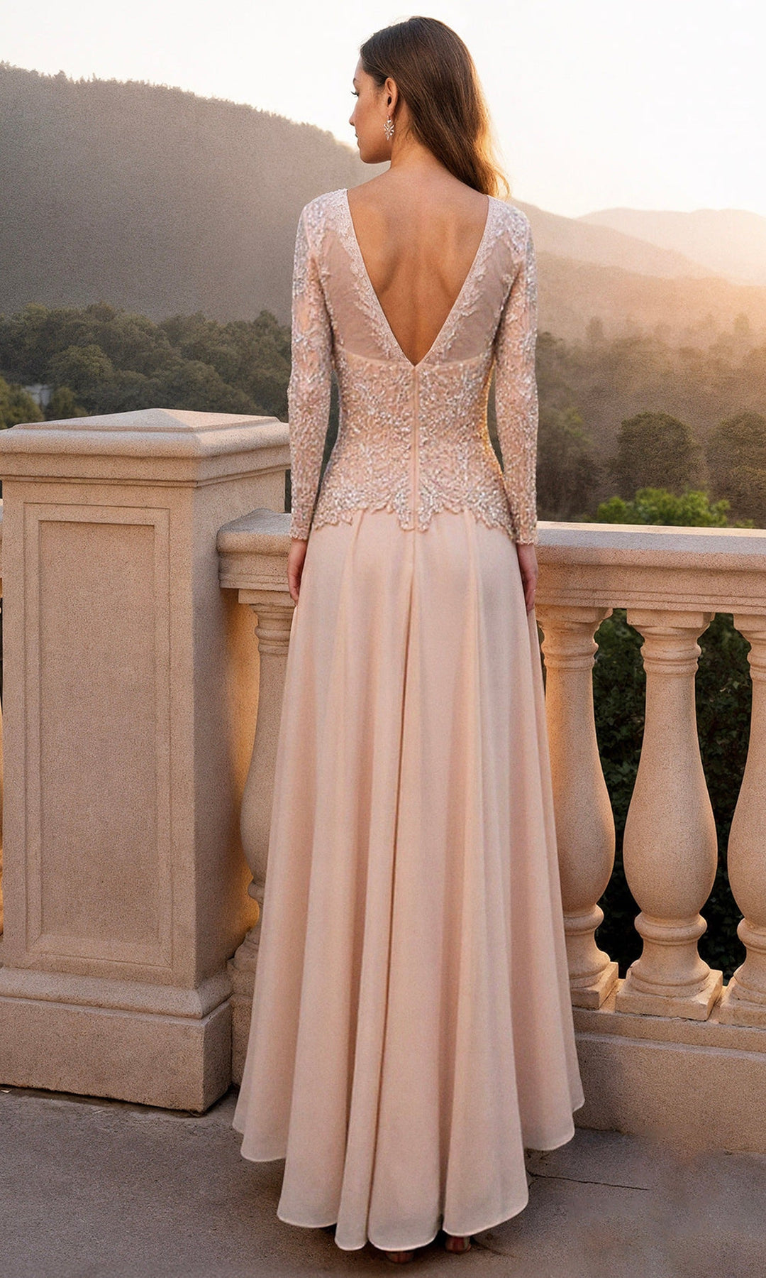 Terani Couture 261M6439 Chiffon A-line Evening Dress with Embroidery