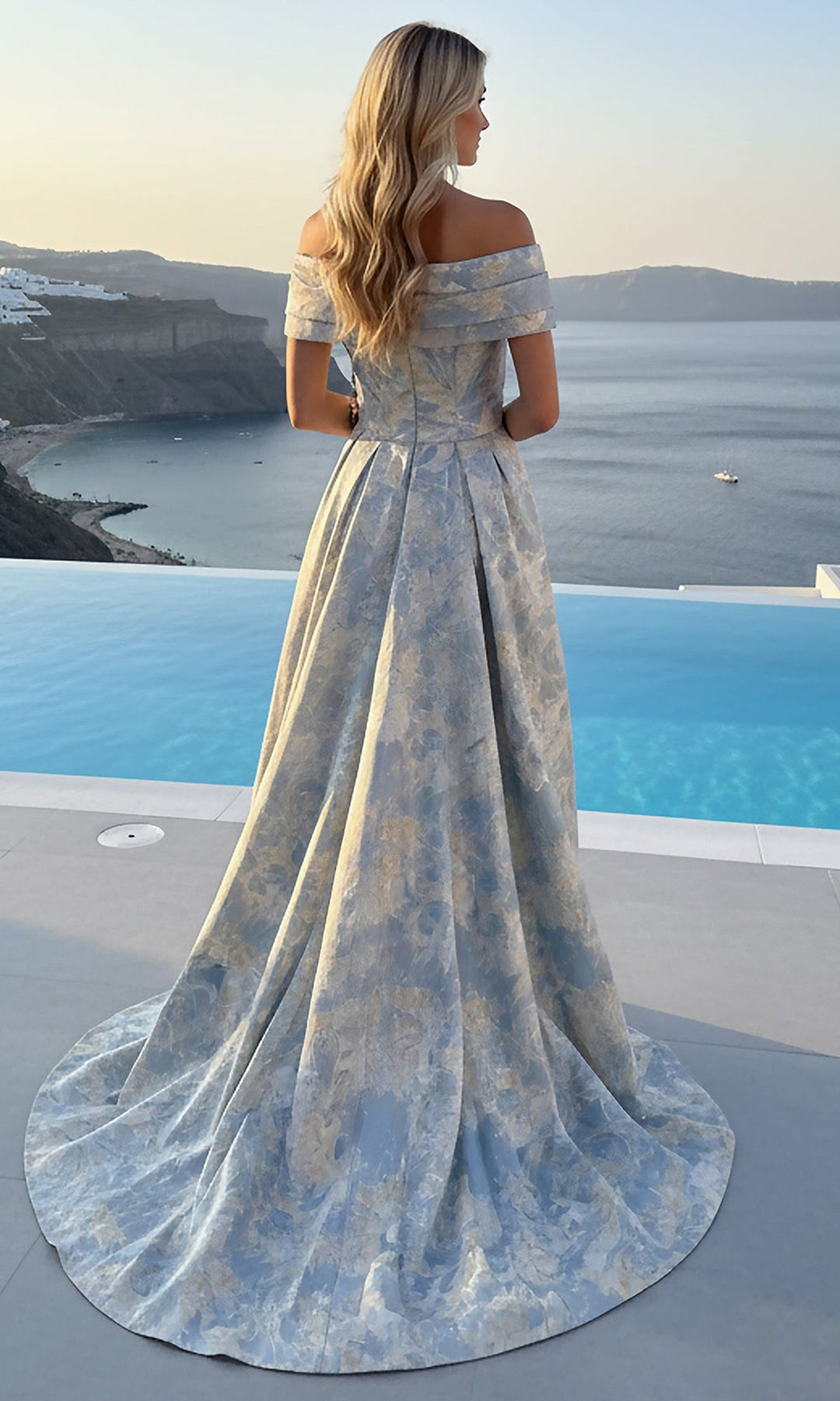 Terani Couture 261M6444 Draped Floral Applique Evening Dress