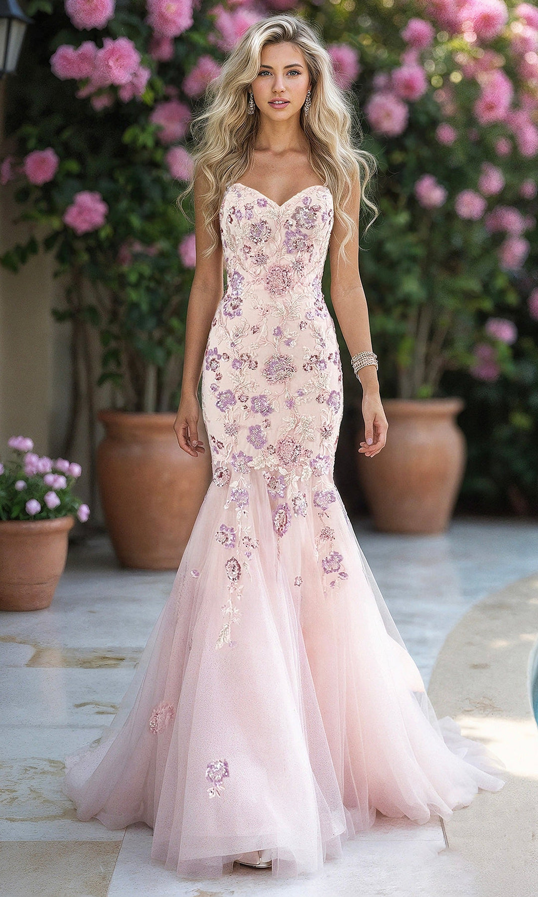 Terani Couture 261P6193 Beaded Applique Tulle Sweetheart Dress