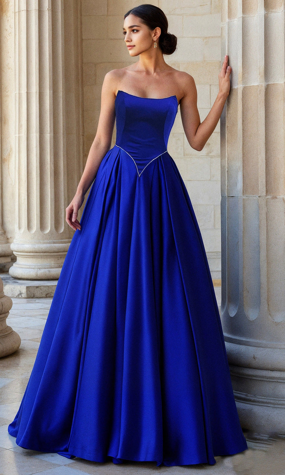Terani Couture 261P6194 Strapless Satin Basque Dress