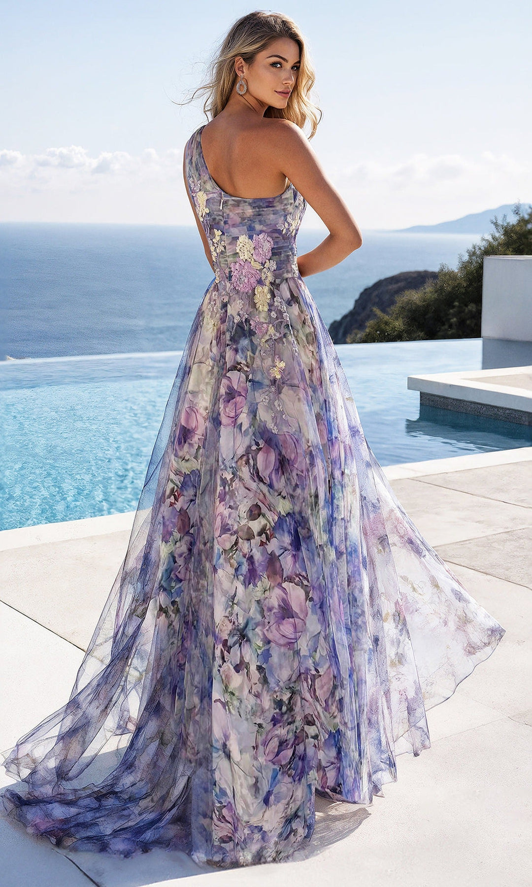 Terani Couture 261P6696 A-Line Skirt Floral Print Dress
