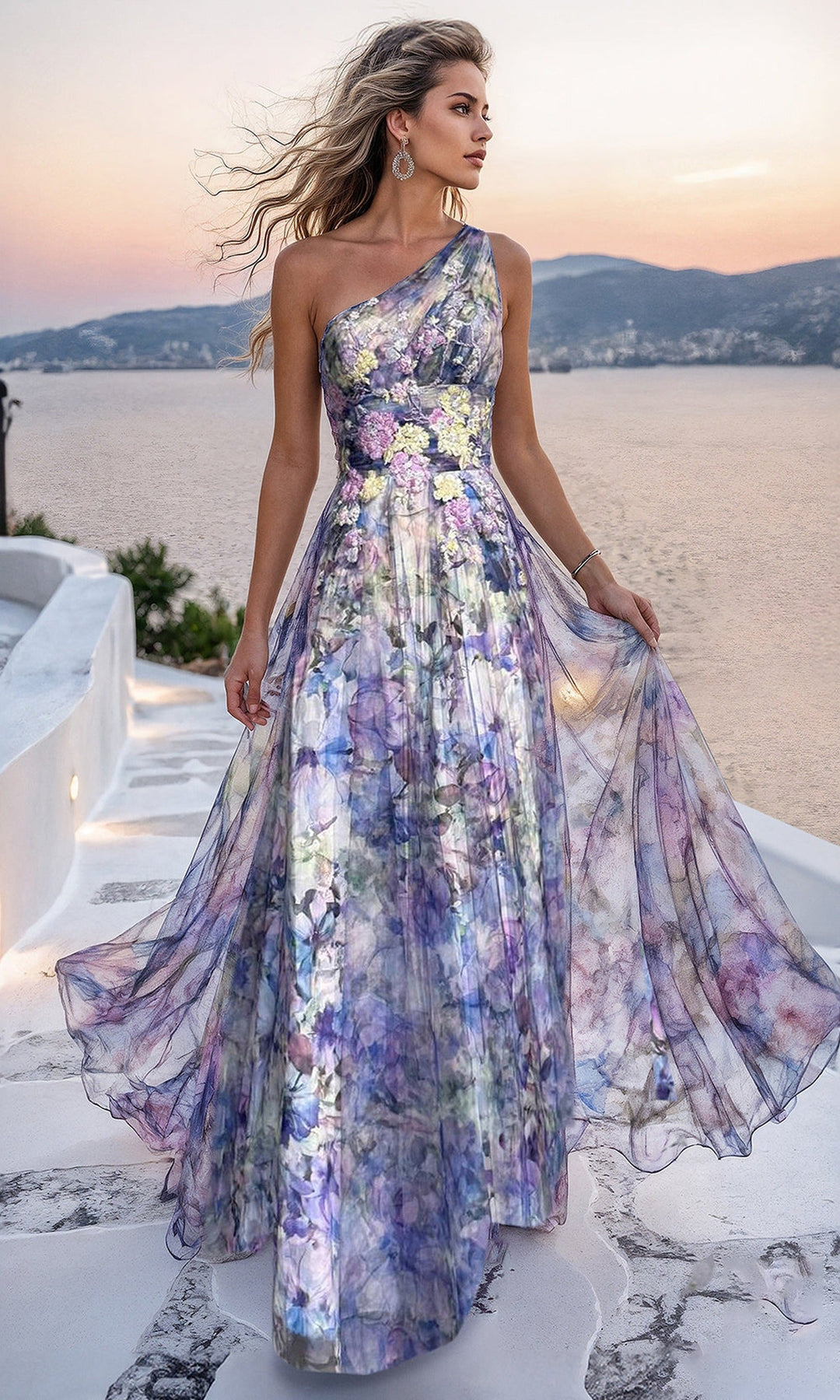 Terani Couture 261P6696 A-Line Skirt Floral Print Dress