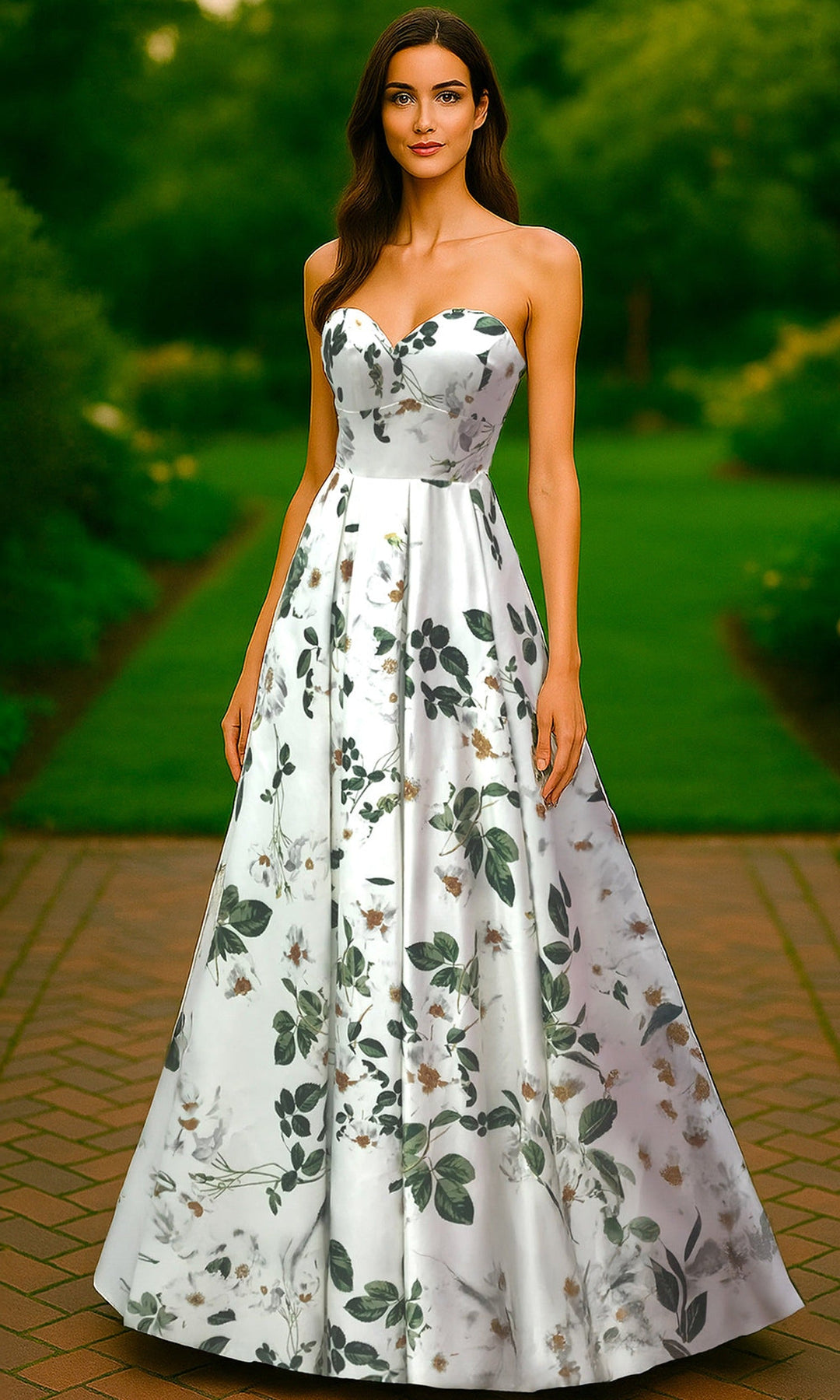 Terani Couture 261P6705 Sweetheart Botanical Print Dress