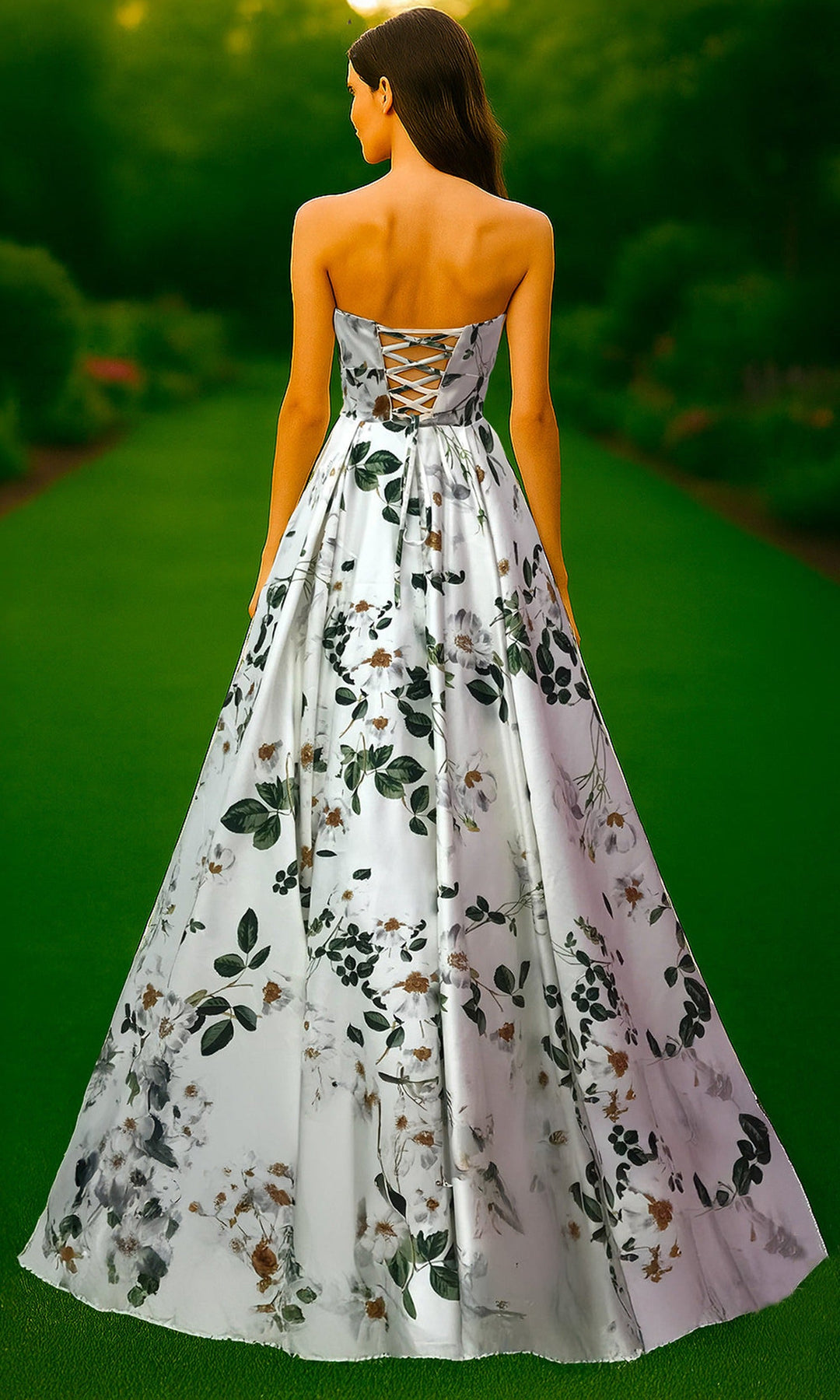 Terani Couture 261P6705 Sweetheart Botanical Print Dress
