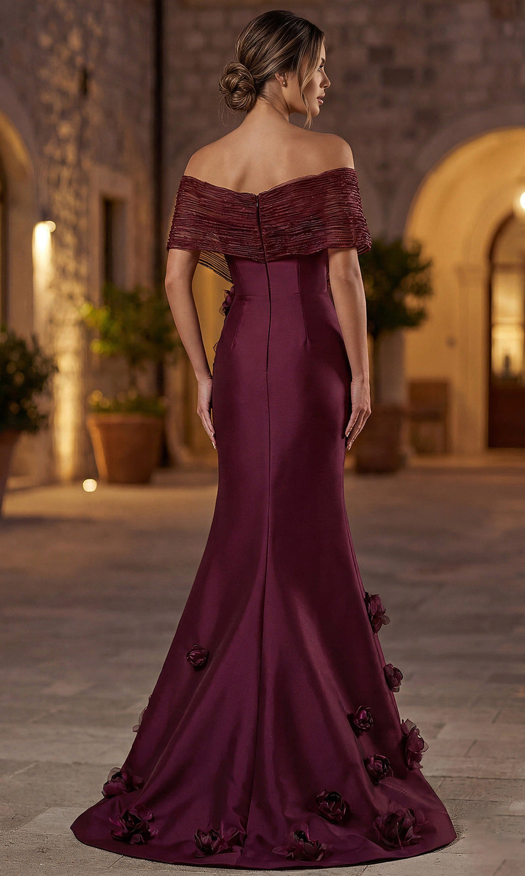 Terani Couture 262E7070 - Mermaid Floral Applique Long Gown with Slit