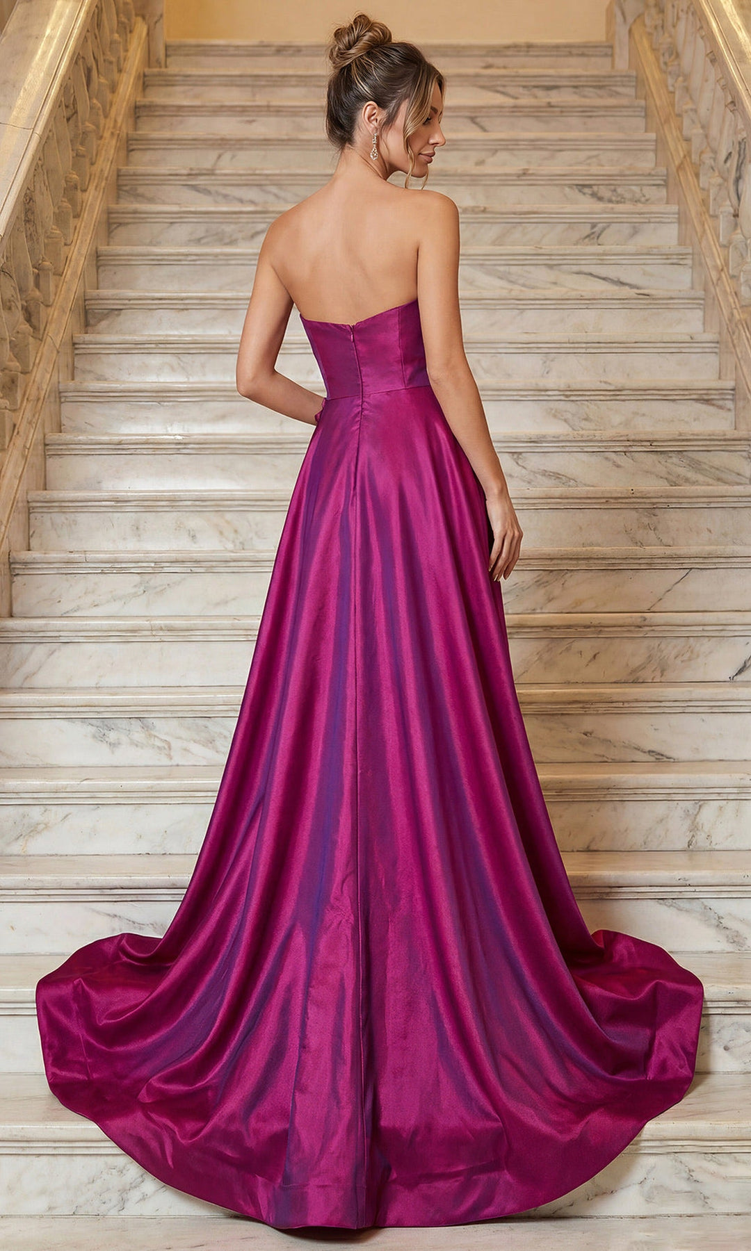 Terani Couture 262E7082 - Taffeta Straight Neckline A-Line Gown