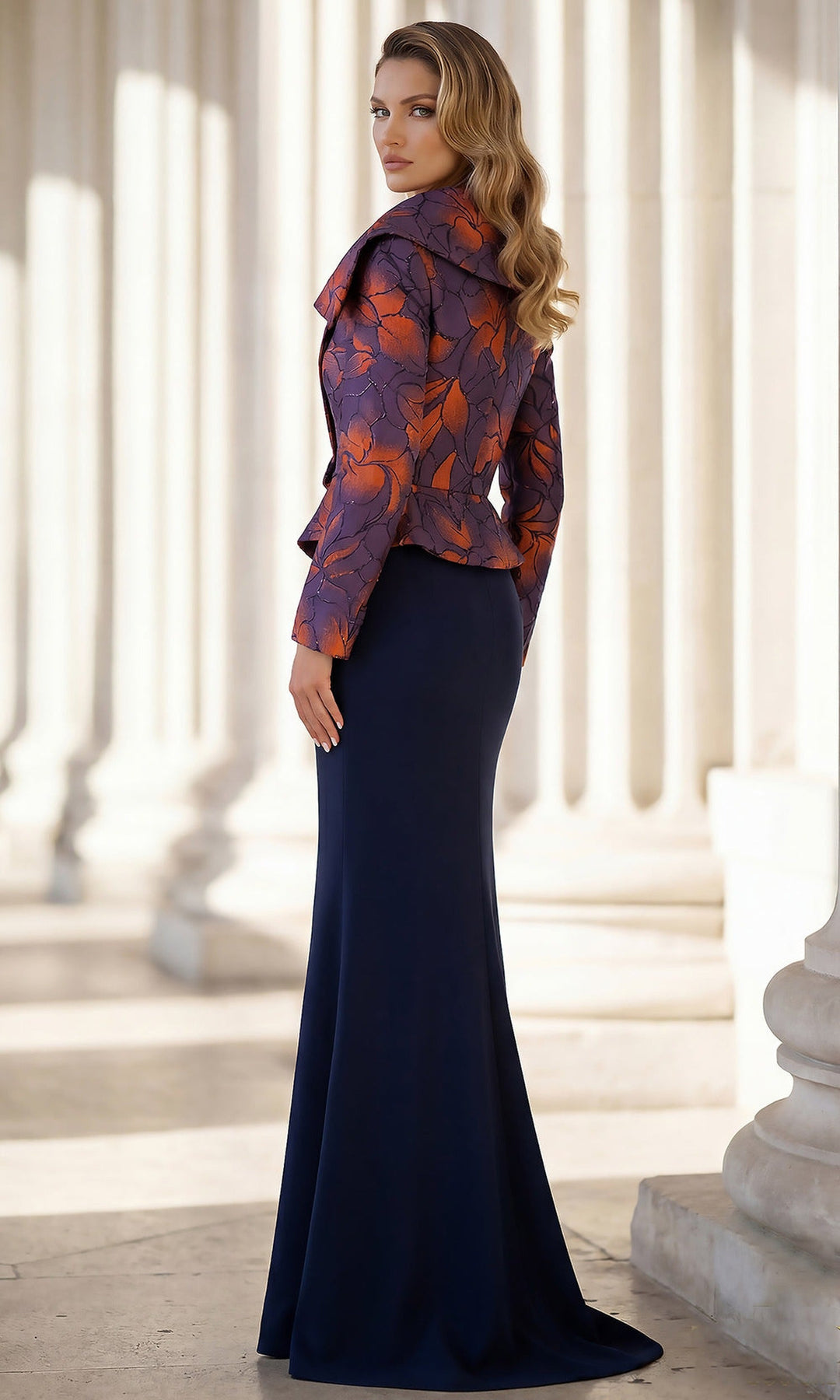Terani Couture 262E7090 - Asymmetrical Neck High Slit Fitted Gown
