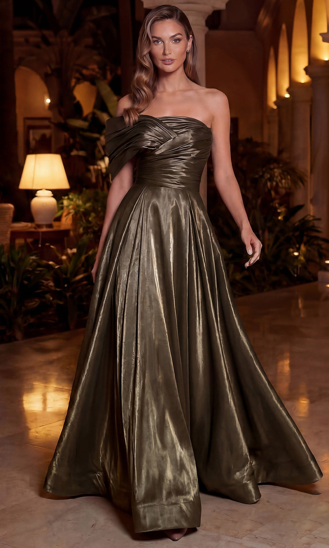 Terani Couture 262E7103 - Ruched Detail One Sleeved A-Line Gown