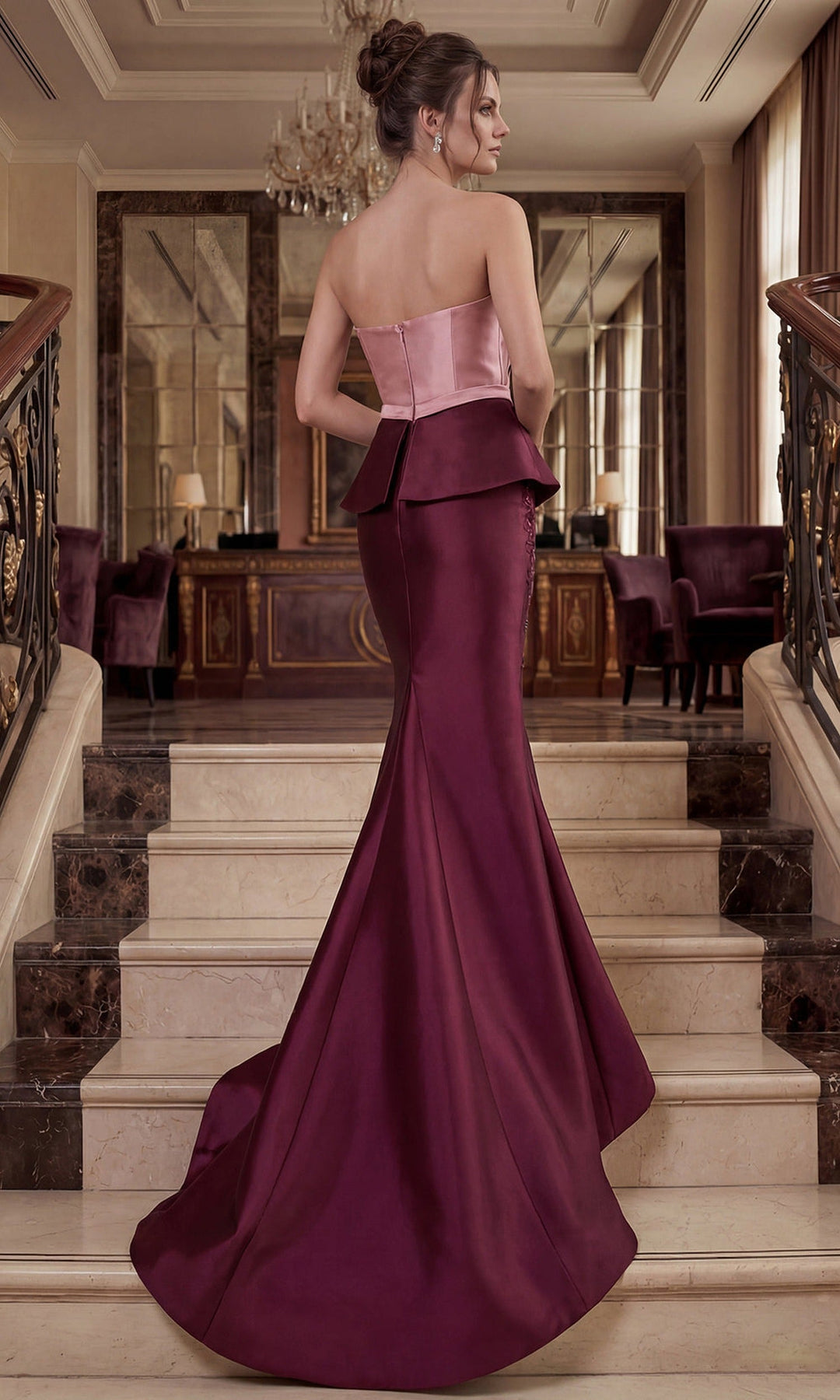 Terani Couture 262E7115 - Peplum Strapless Trumpet Evening Gown