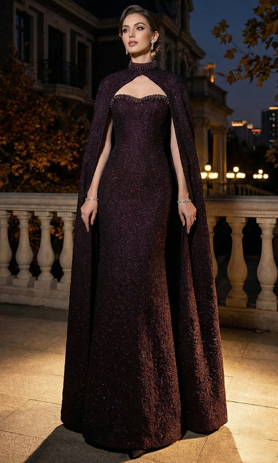 Terani Couture 262E7125 - Beaded Trim Sweetheart Jacquard Gown