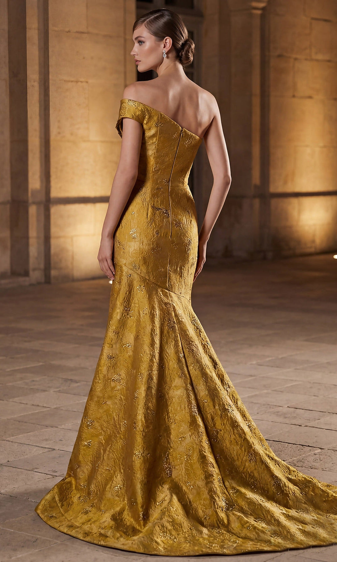 Terani Couture 262E7137 - Mermaid Skirt Jacquard Evening Gown