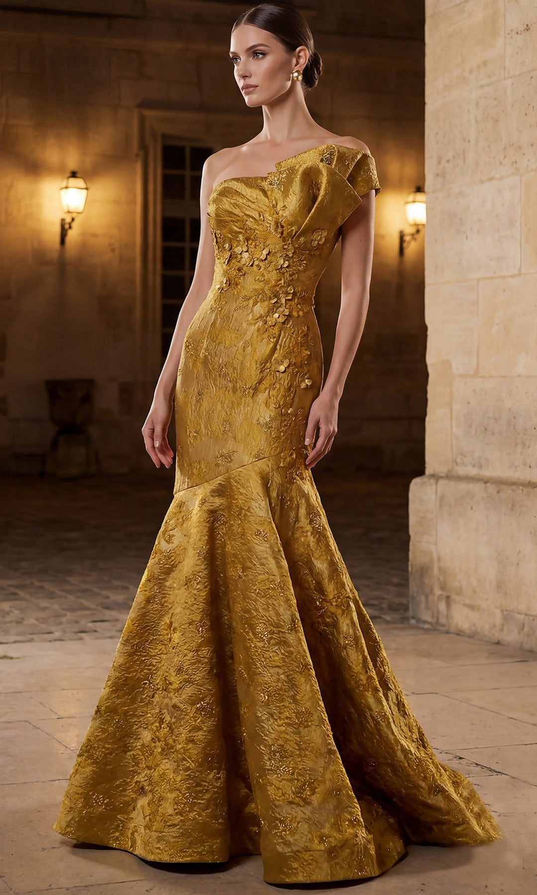 Terani Couture 262E7137 - Mermaid Skirt Jacquard Evening Gown