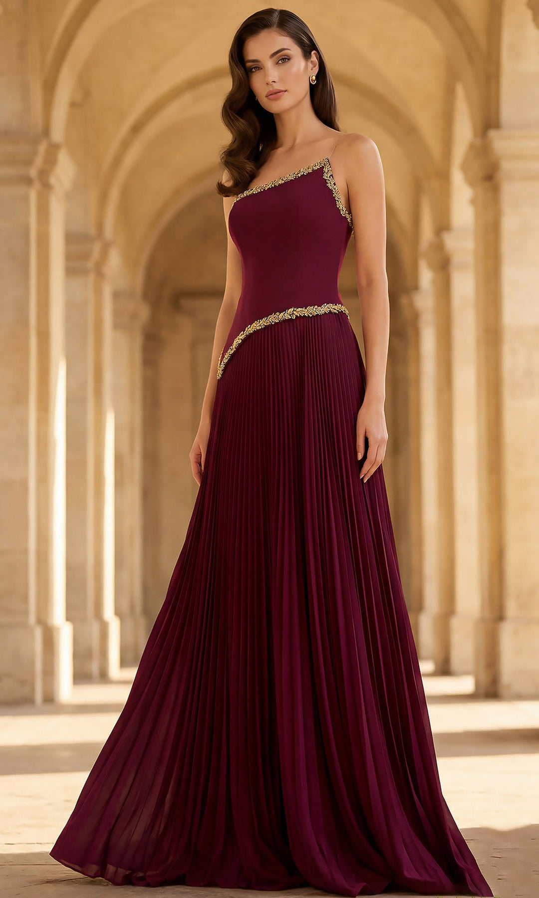 Terani Couture 262E7352 - Embroidered Trim Strapless Pleated Gown