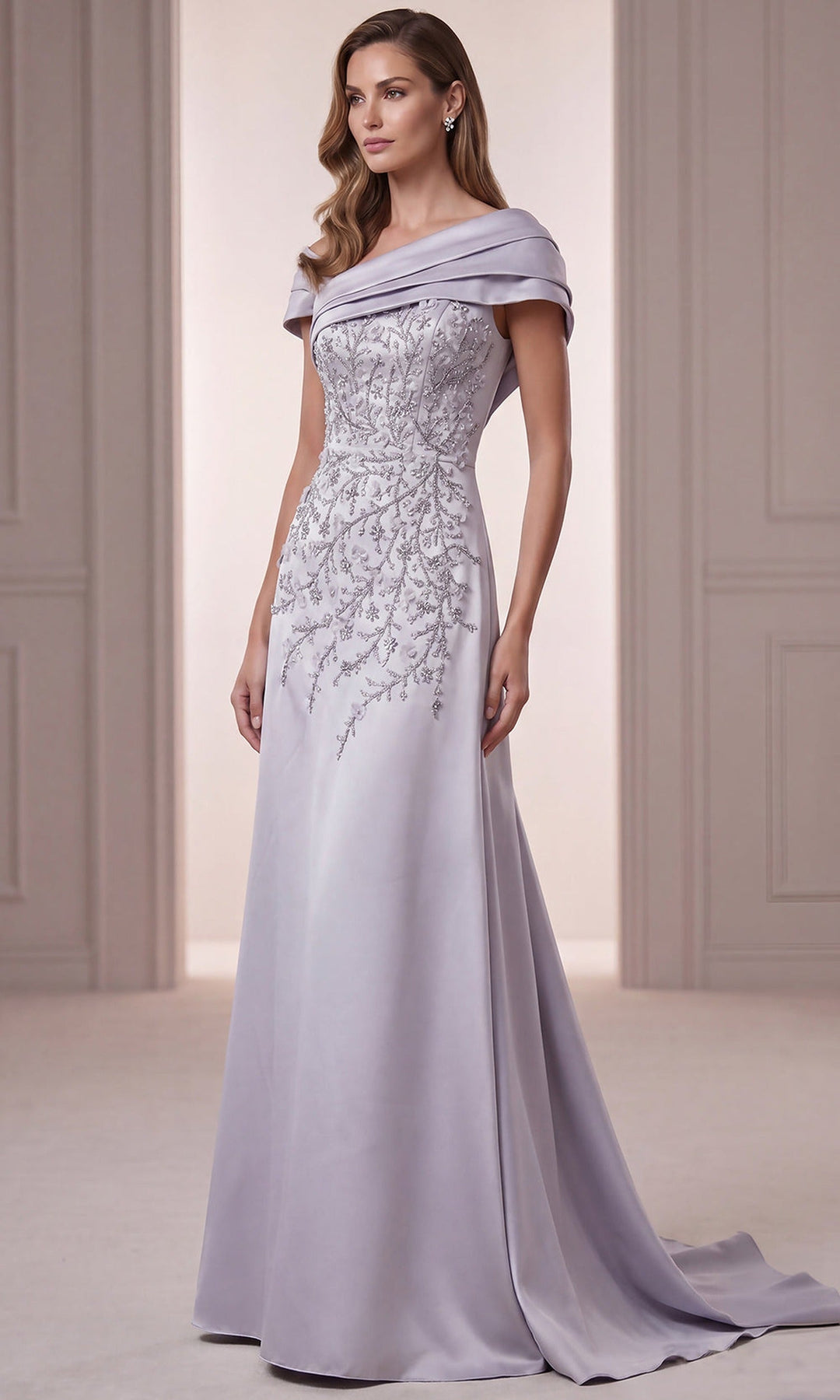 Terani Couture 262M7258 - Embellished A-Line Mikado Formal Gown