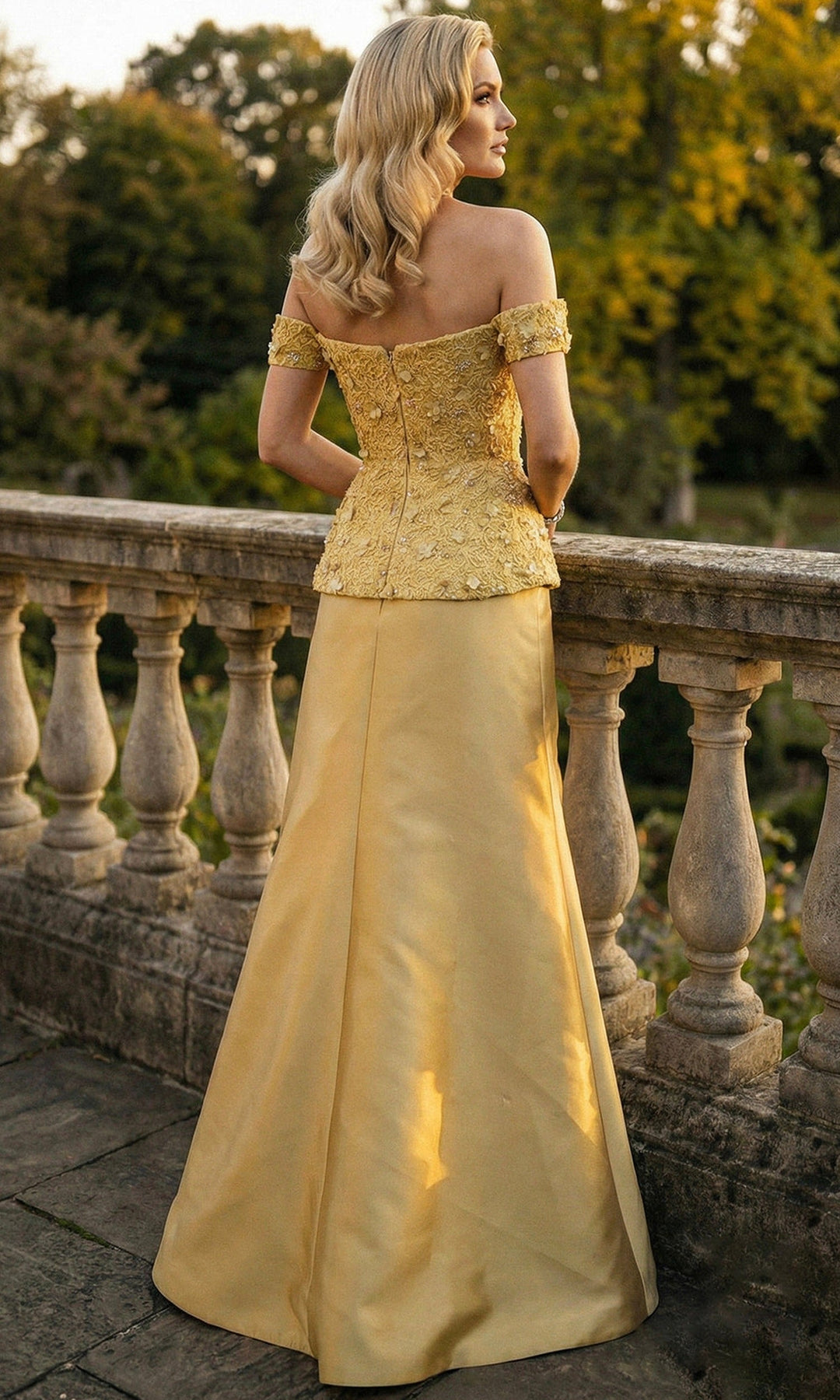 Terani Couture 262M7270 - Embroidered Top Off Shoulder Formal Gown