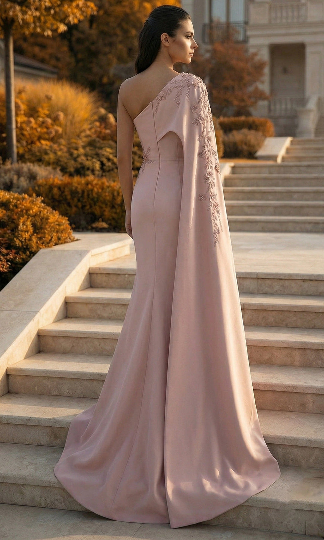 Terani Couture 262M7275 - Asymmetric Beaded Applique Formal Gown