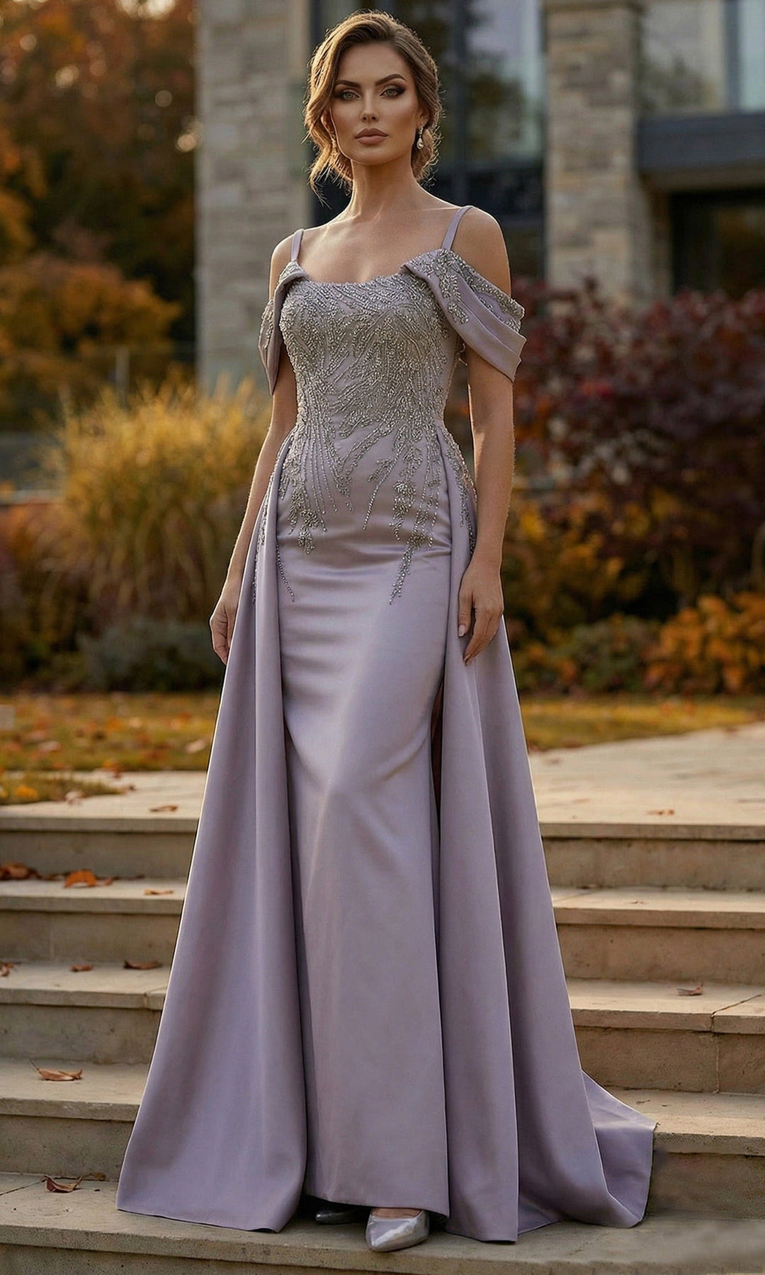 Terani Couture 262M7286 - Cold Shoulder Scoop Neck Formal Gown