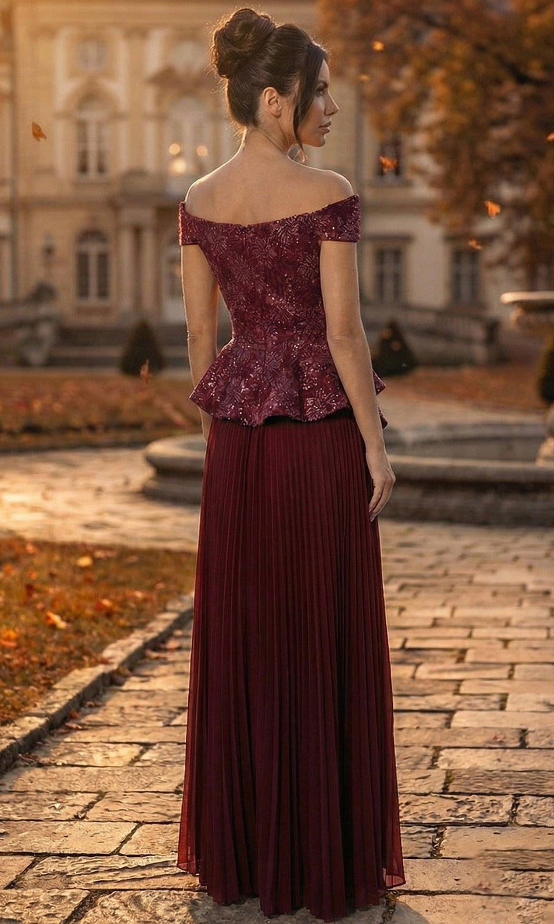Terani Couture 262M7287 - Peplum Style Pleated A-Line Long Gown