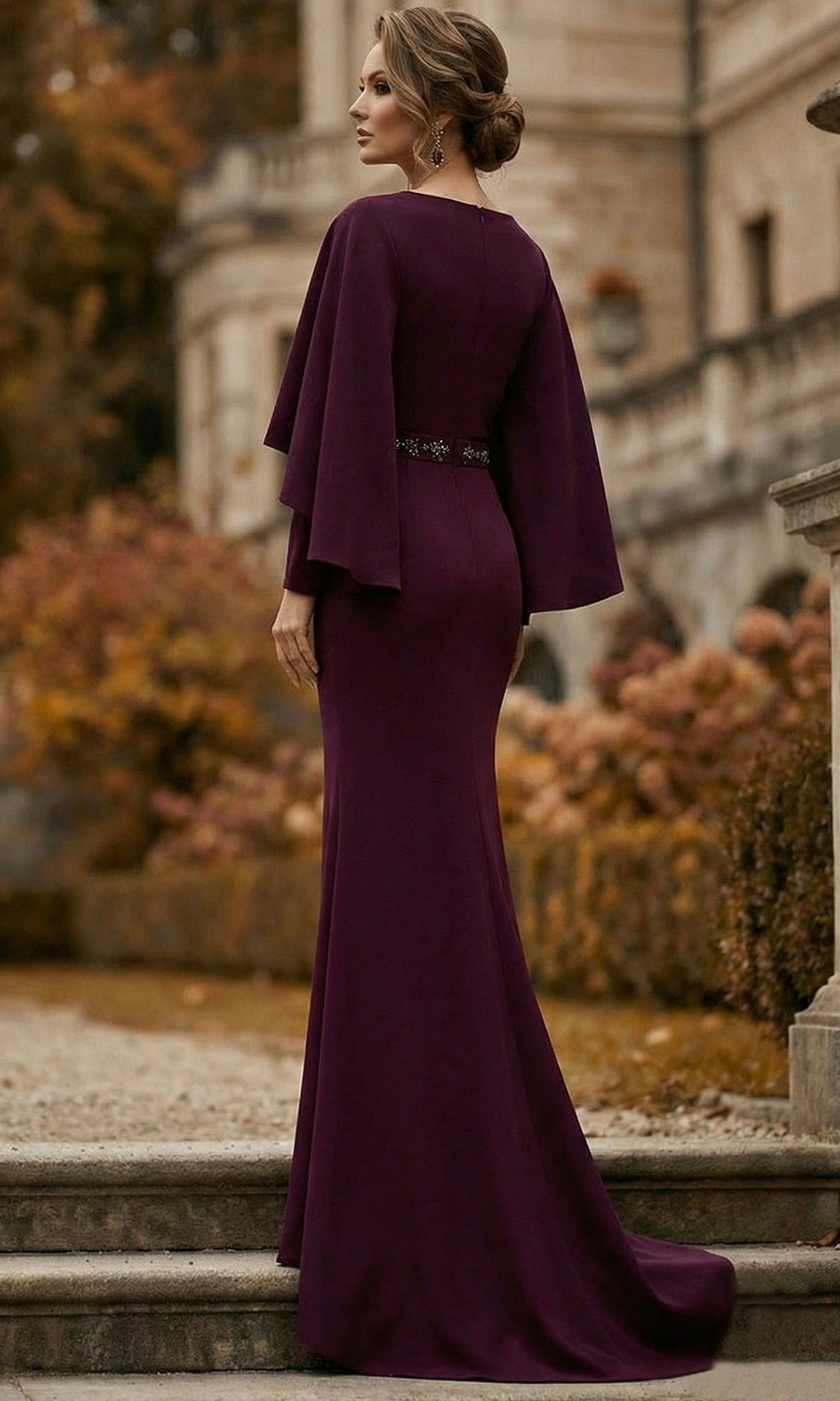 Terani Couture 262M7295 - Long Sleeve Beaded Waist Formal Gown