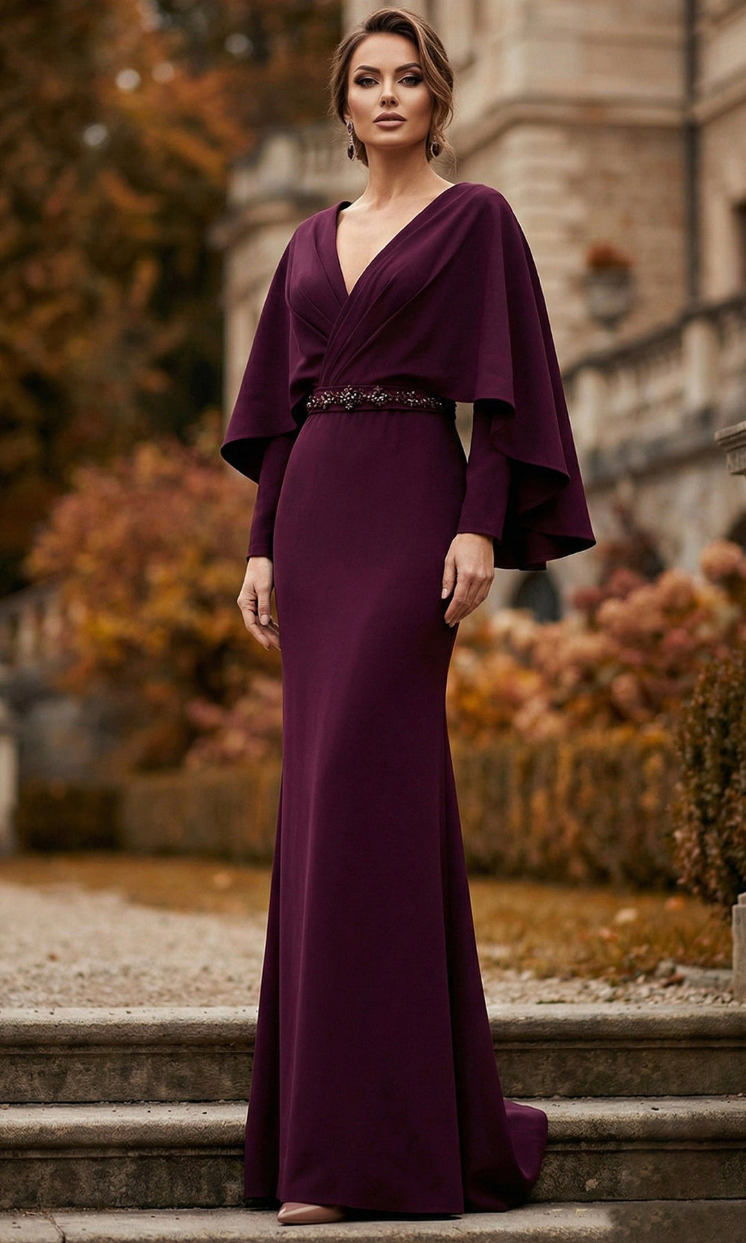 Terani Couture 262M7295 - Long Sleeve Beaded Waist Formal Gown