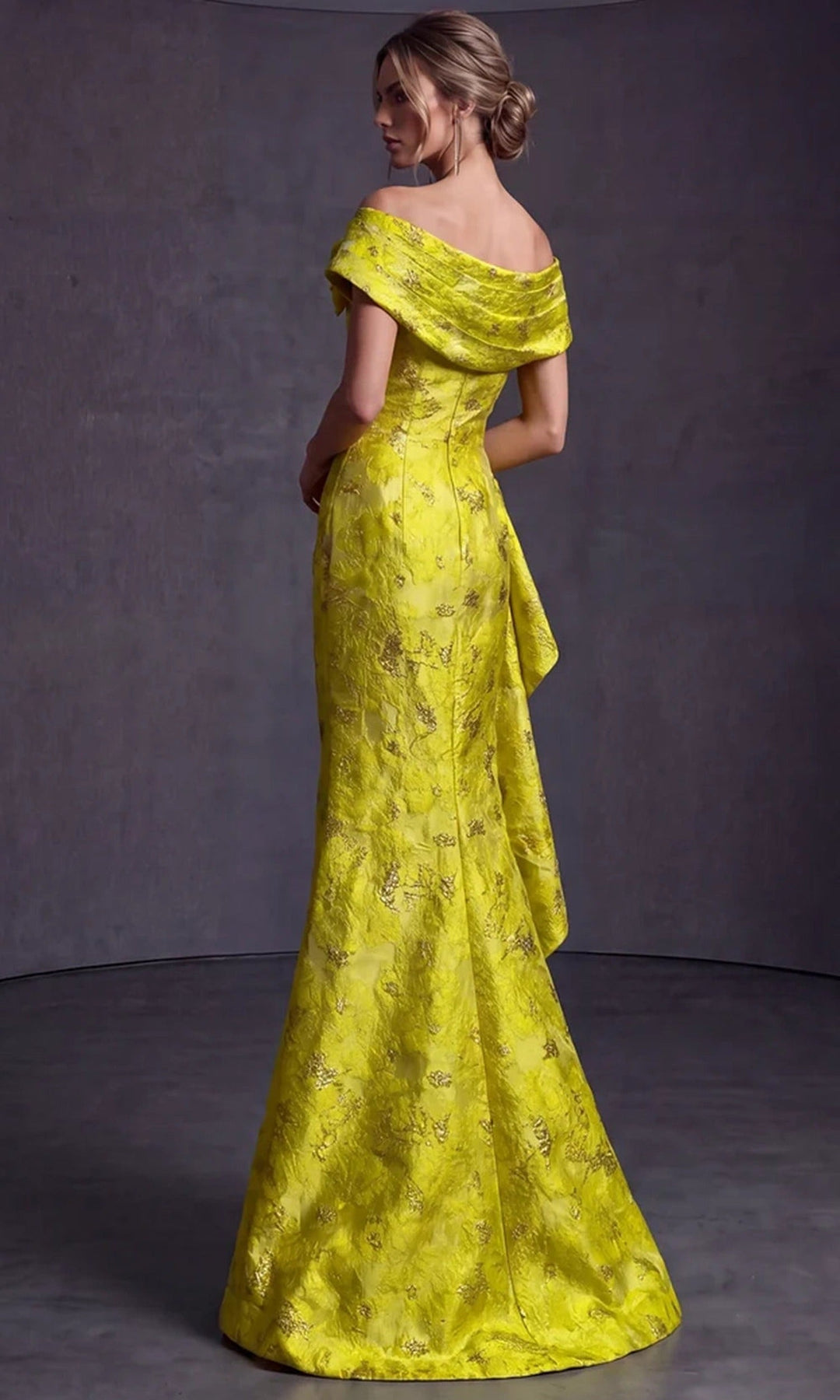 Terani Couture 262M7298 - Jacquard Mermaid Long Gown with Side Drape