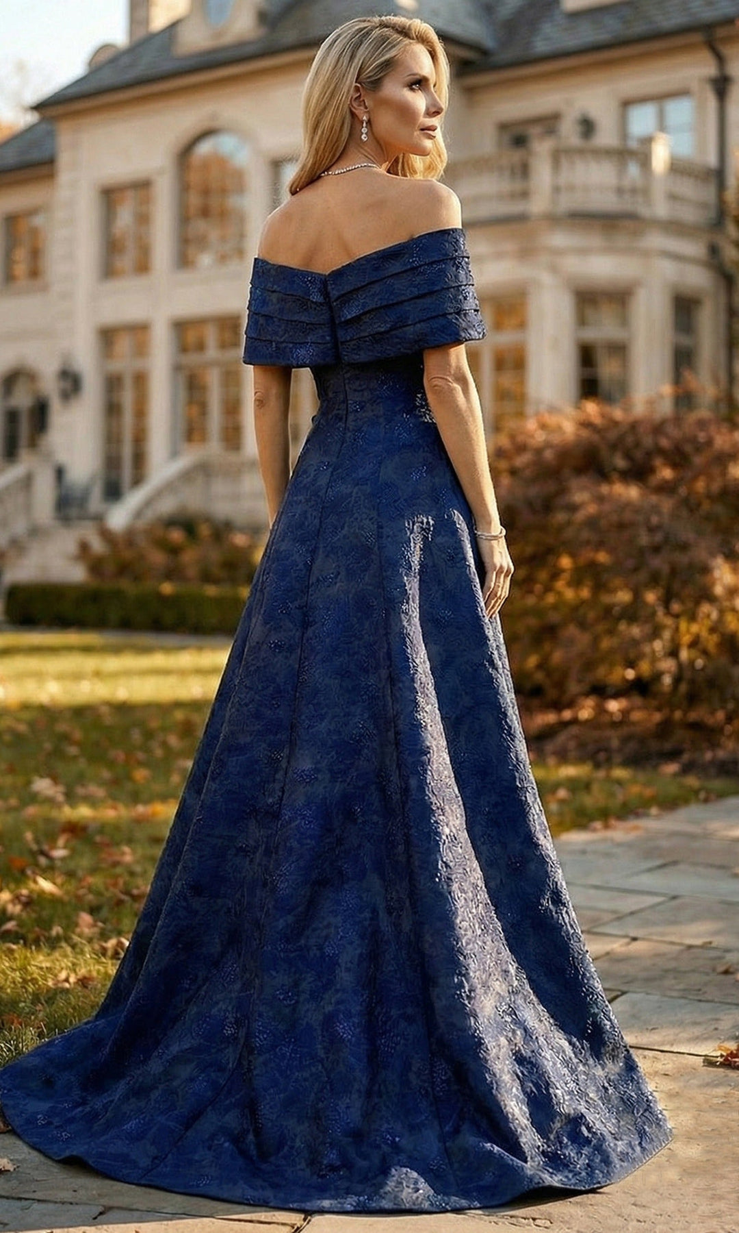 Terani Couture 262M7299 - Short Sleeve Textured A-Line Formal Gown