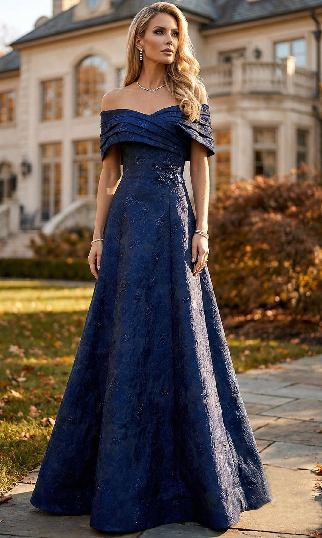 Terani Couture 262M7299 - Short Sleeve Textured A-Line Formal Gown