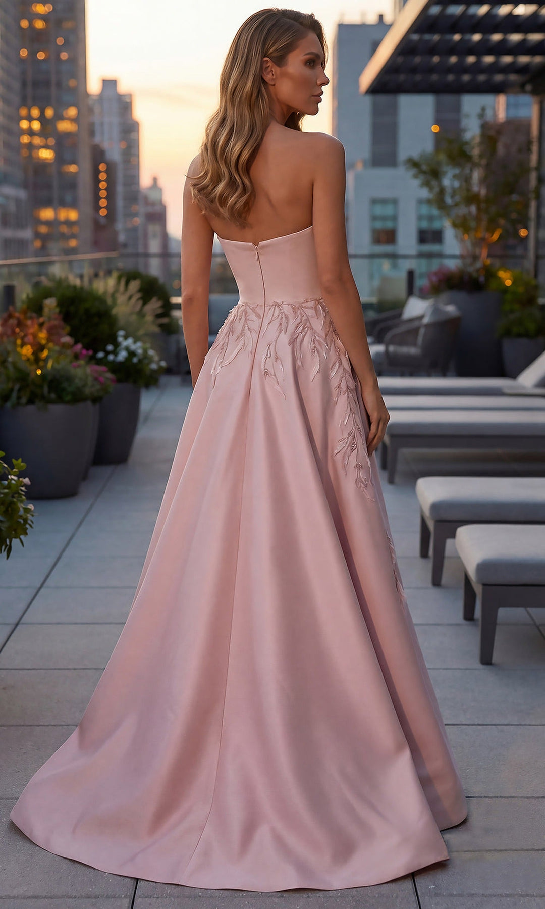 Terani Couture 262M7306 - Leaf Embellished Overskirt A-Line Gown
