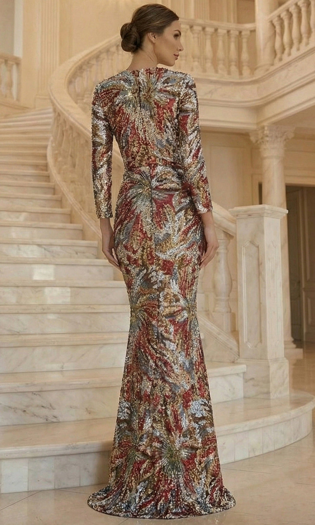 Terani Couture 262M7320 - Sequin Embellished Jewel Neck Fitted Gown