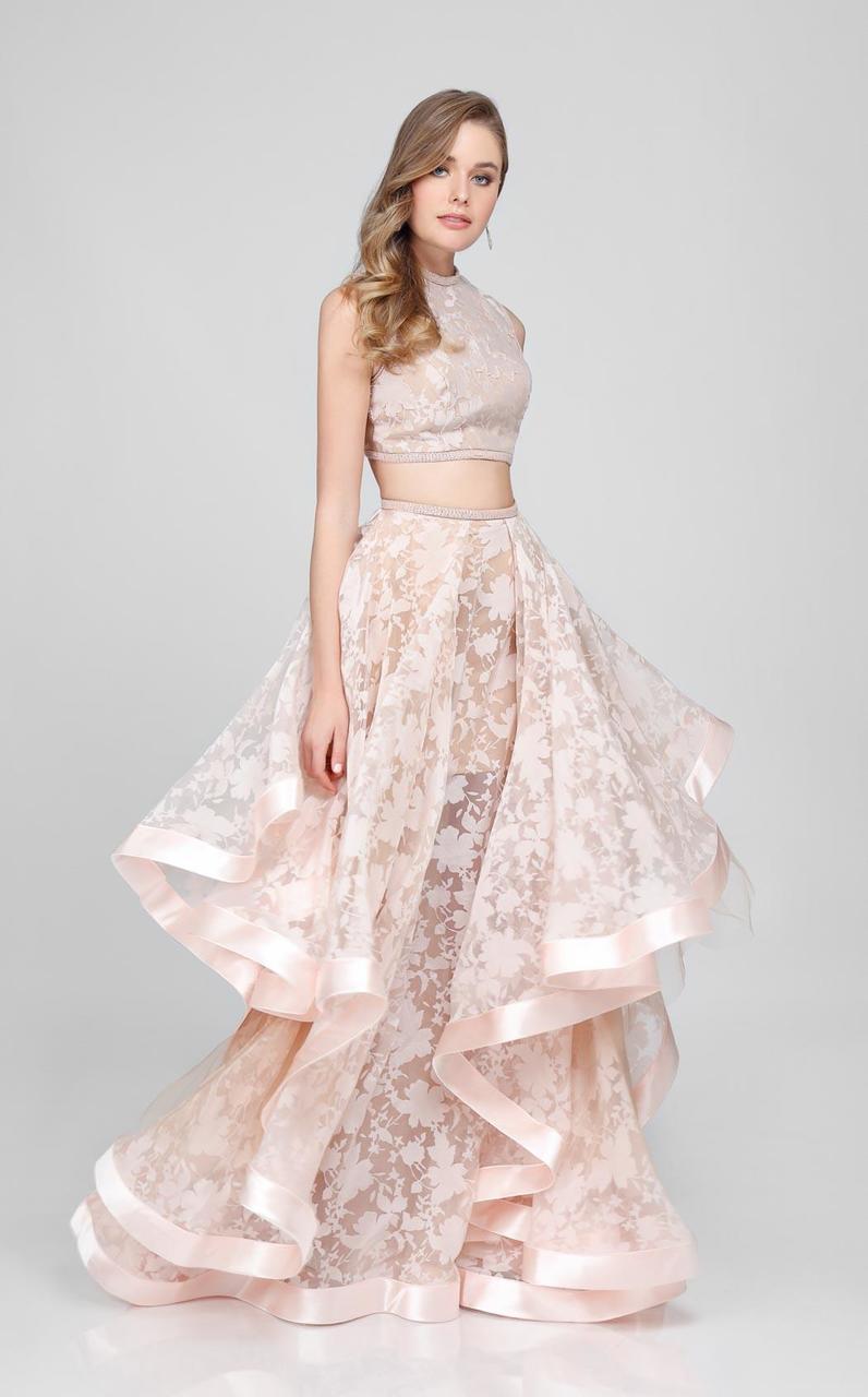 nude two piece prom dress Amarra 89059