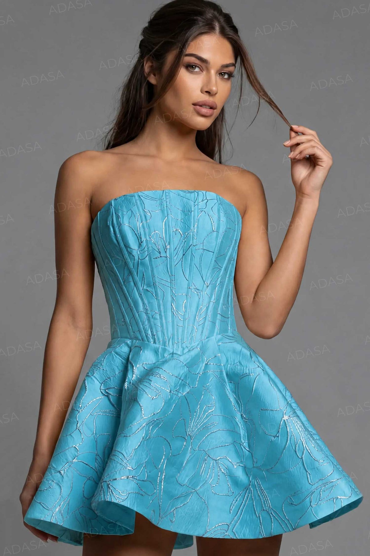 Jovani 51709 - Fit and Flare Brocade Strapless Dress