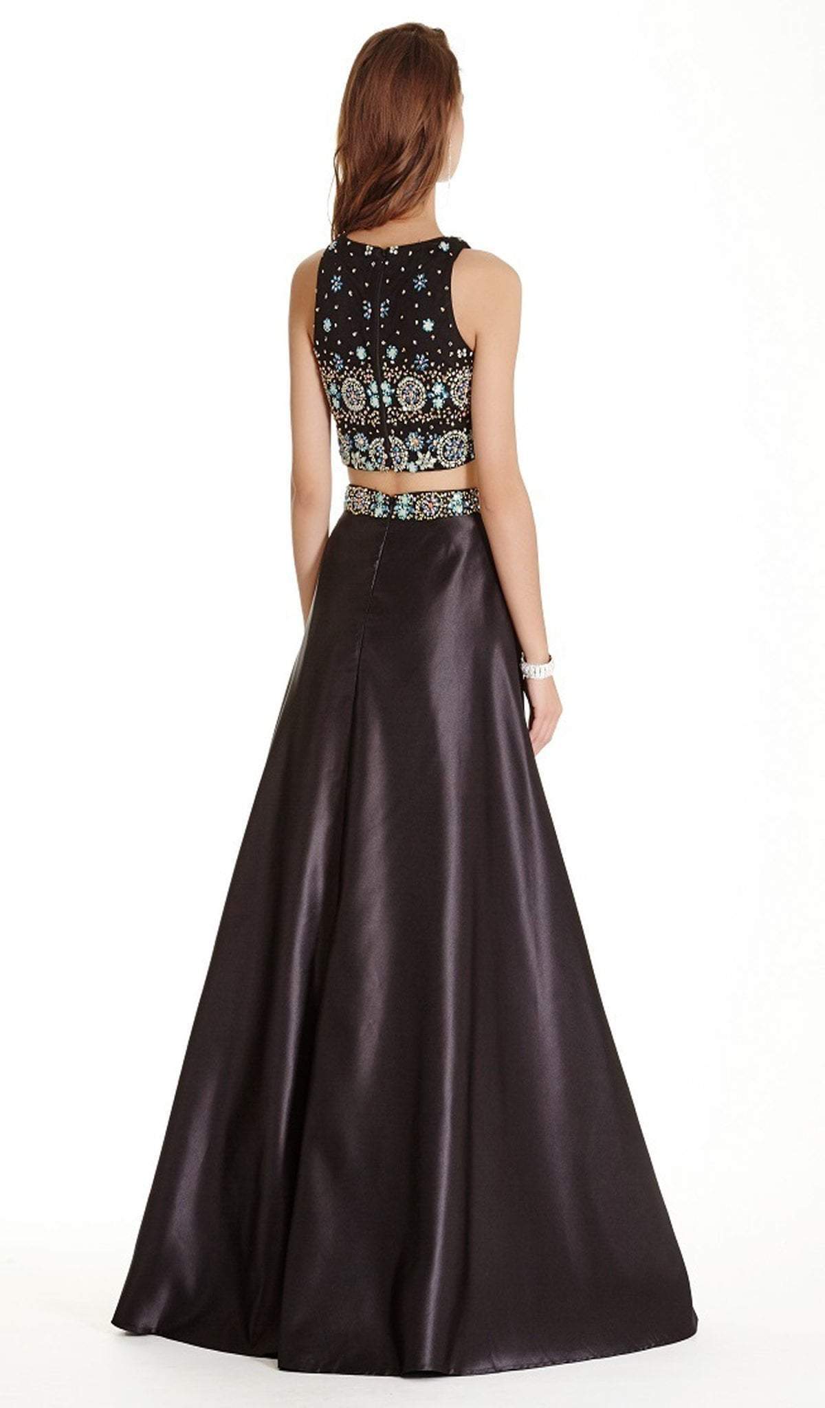 Two Piece Bedazzled A-line Prom Dress Dress