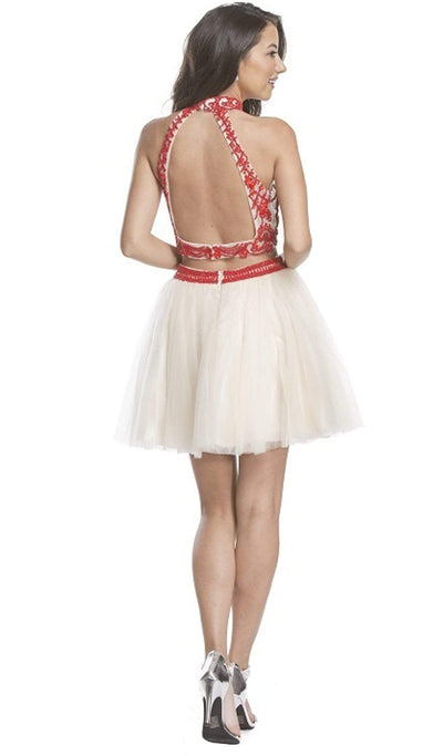 Two Piece Halter A-line Homecoming Dress Dress