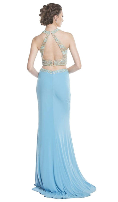 Two Piece Halter Sheath Prom Dress Dress