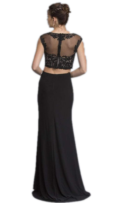 Two Piece Illusion Bateau Sheath Prom Dress Dress