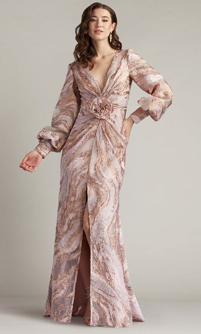 Tadashi Shoji CIH25489L - Roselle Gilded V-Neck Evening Gown Mother of the Bride Dresses