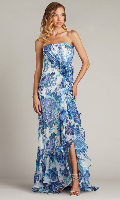 Tadashi Shoji CHW24386L - Strapless Morwenna Floral Print Ruffle Gown Prom Dresses