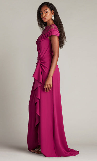 Tadashi Shoji CHR25375LB - Short Sleeve Yura Waterfall Flounce Gown Formal Gowns