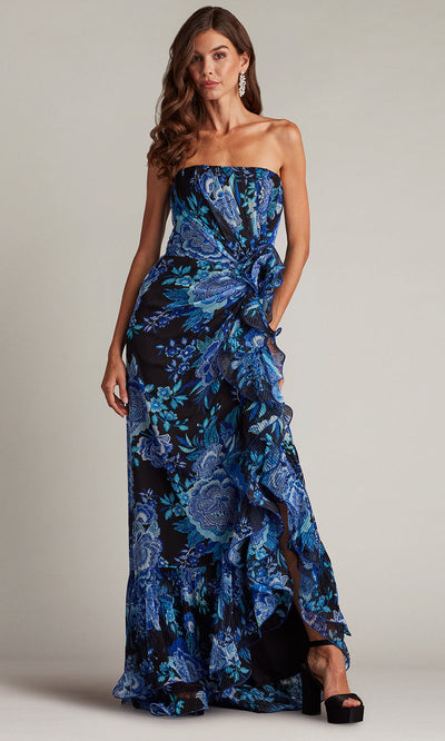 Tadashi Shoji CHW24386L - Strapless Morwenna Floral Print Ruffle Gown Prom Dresses
