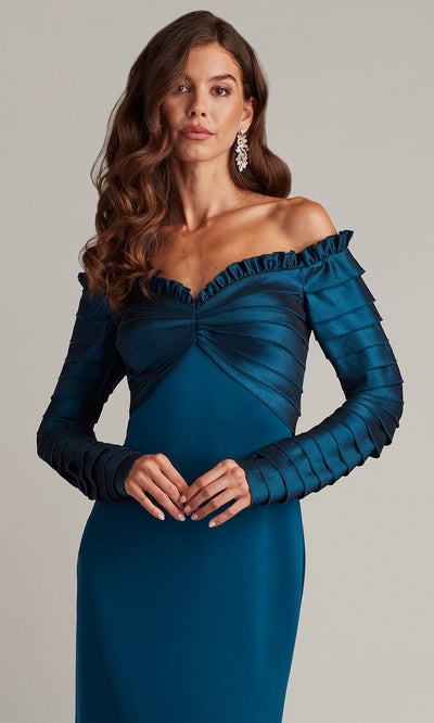 Tadashi Shoji BOS23517L - Neena Taffeta Banded Off Shoulder Gown Formal Gowns