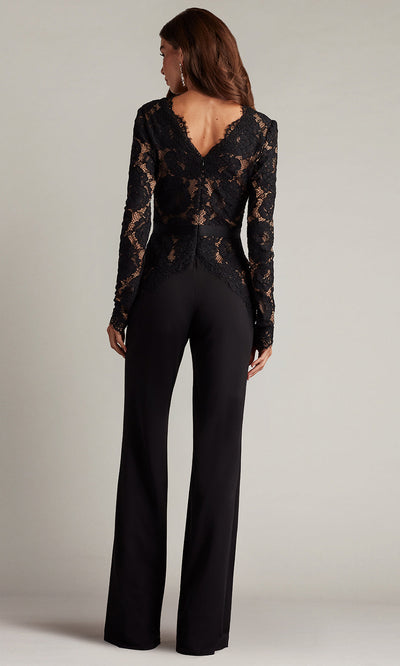 Tadashi Shoji AYV24197Y - Amaris Plunging Illusion Lace Formal Jumpsuit Formal Pantsuits