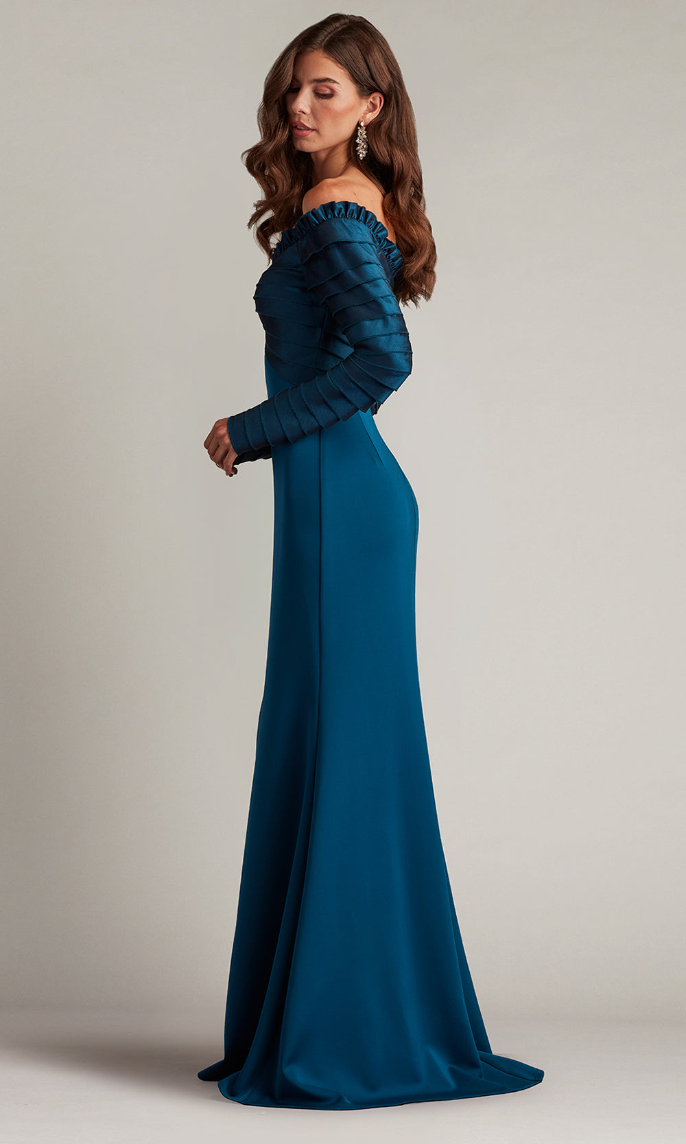 Tadashi Shoji BOS23517L - Neena Taffeta Banded Off Shoulder Gown Formal Gowns