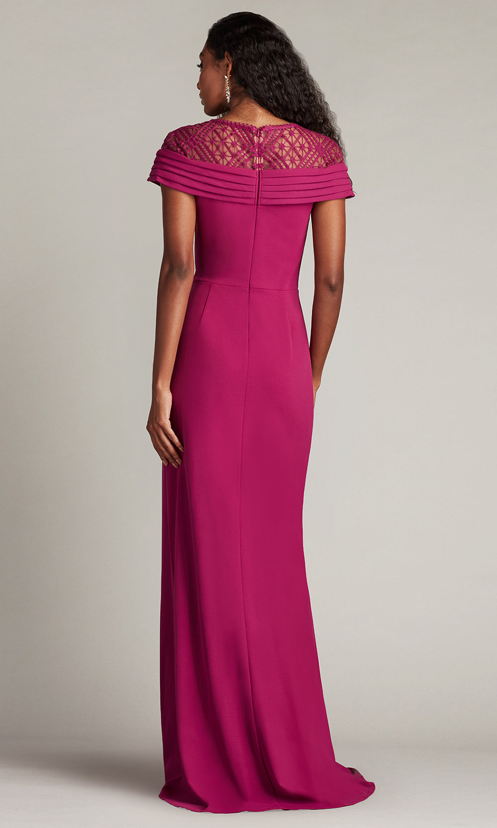 Tadashi Shoji CHR25375LB - Short Sleeve Yura Waterfall Flounce Gown Formal Gowns