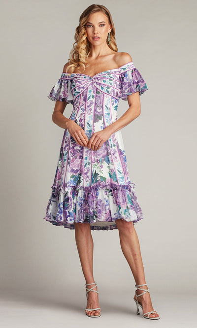 Tadashi Shoji CHZ25465M - Flutter Sleeve Breeze Floral Print Chiffon Dress Homecoming Dresses