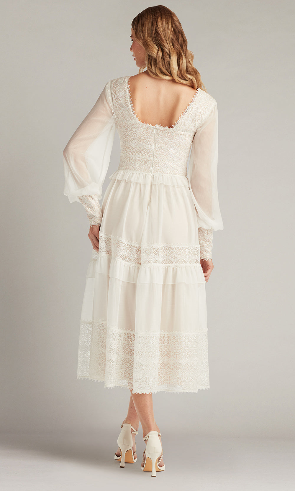 Tadashi Shoji CFW24598MDX - Lace Detail V-Neckline A-Line Dress Wedding Dresses in White  