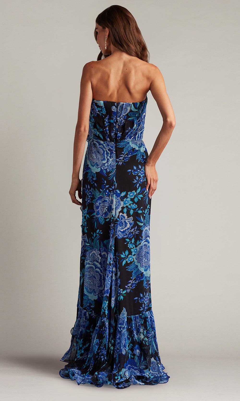 Tadashi Shoji CHW24386L - Strapless Morwenna Floral Print Ruffle Gown Prom Dresses