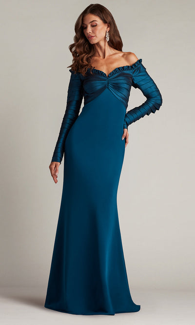 Tadashi Shoji BOS23517L - Neena Taffeta Banded Off Shoulder Gown Formal Gowns