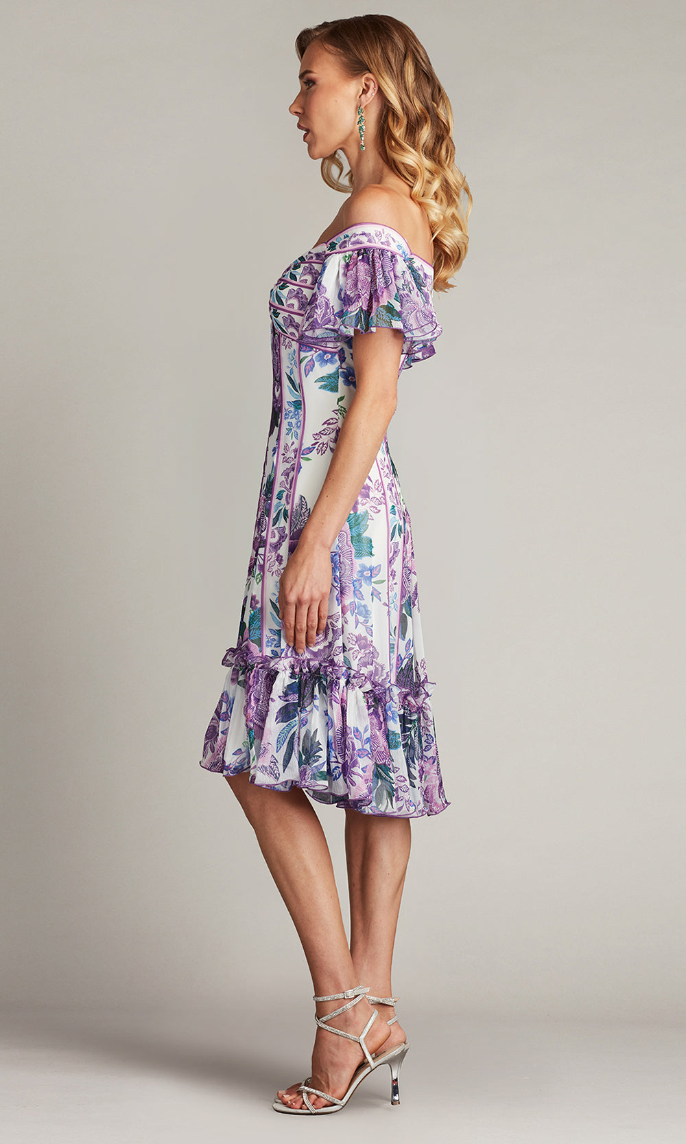 Tadashi Shoji CHZ25465M - Flutter Sleeve Breeze Floral Print Chiffon Dress Homecoming Dresses
