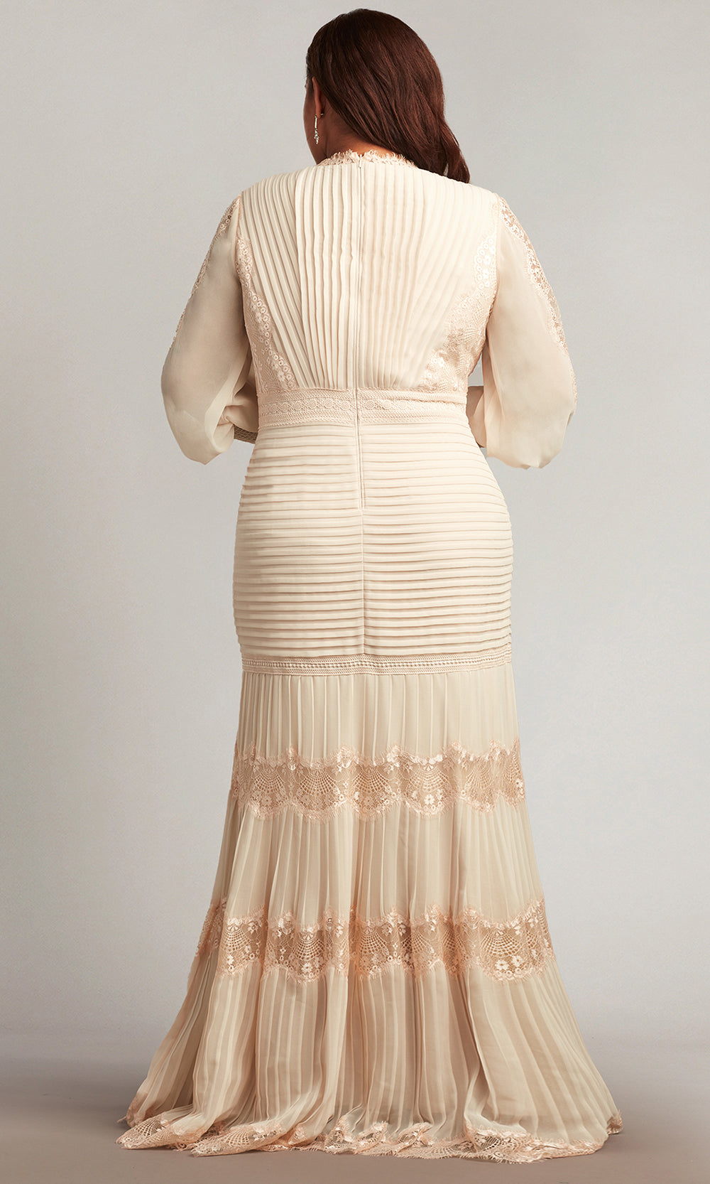 Tadashi Shoji YV21070LQ - Nyssa Bishop Sleeve Pleated Formal Gown - PLUS SIZE Mother of the Bride Dresses in Pink  