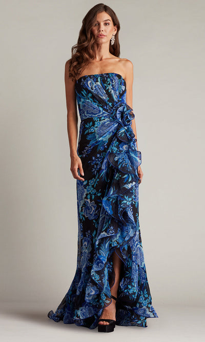 Tadashi Shoji CHW24386L - Strapless Morwenna Floral Print Ruffle Gown Prom Dresses